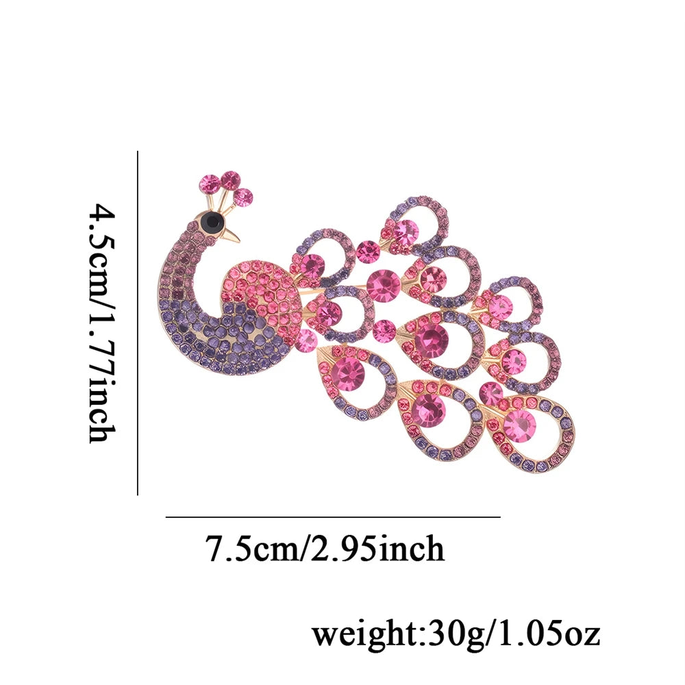 Fashion Glitter Sparking Birds Peacock Brooches for Girls Rhinestone Dainty Pins Jewelry for Women Ladies Accessories Wholesale