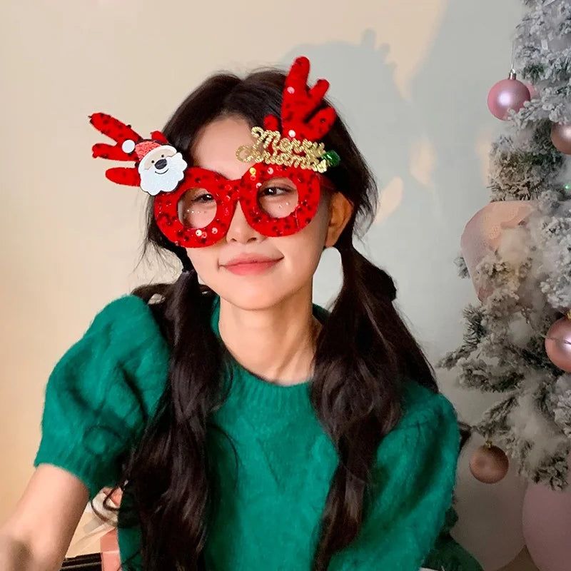 Female Letter Snowman Decorative Large Christmas Glasses Fashion Cute Wholesale in Stock Accessories for Christmas Festival Use