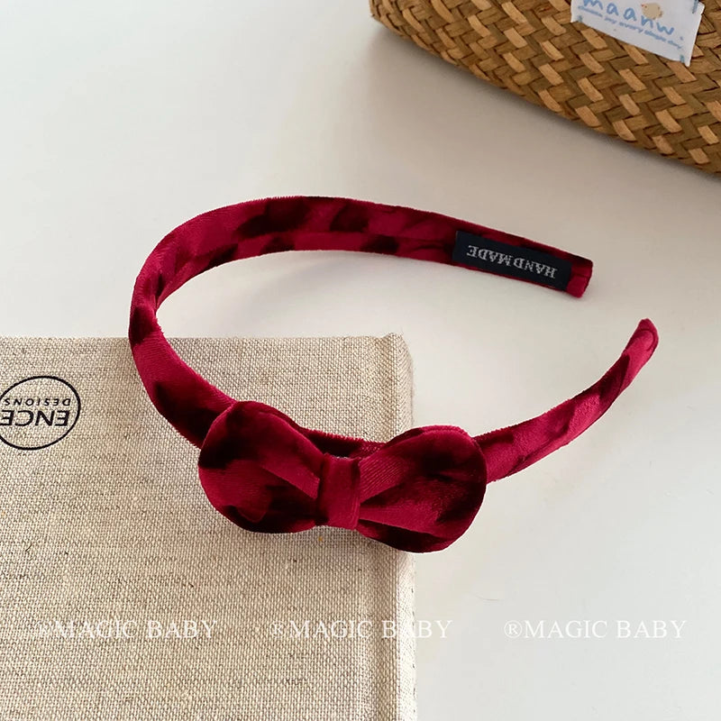 Bowknot Velvet Solid Color Princess Style Head Band for Baby Girls Kawaii Luxurious Hair Band for Kids Child Hair Accessories