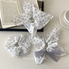 Women's Elegant Trendy Hair Ties High Elastic Fabric Butterfly Scrunchy Daily Use Hair Ornaments with Sweet Style