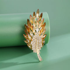 Fashion Glitter Rhinestone Sparking Leafs Brooches for Girls Sweet Elegant Glamorous Jewelry Pins for Women Ladies Accessories