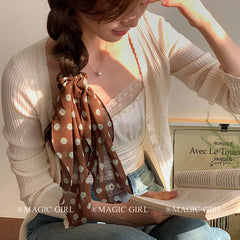 Fashion Elegant Bowknot Dot Scrunchies for Girls Stylish Vintage Graceful Hair Ties for Women Ladies Hair Accessories Trendy