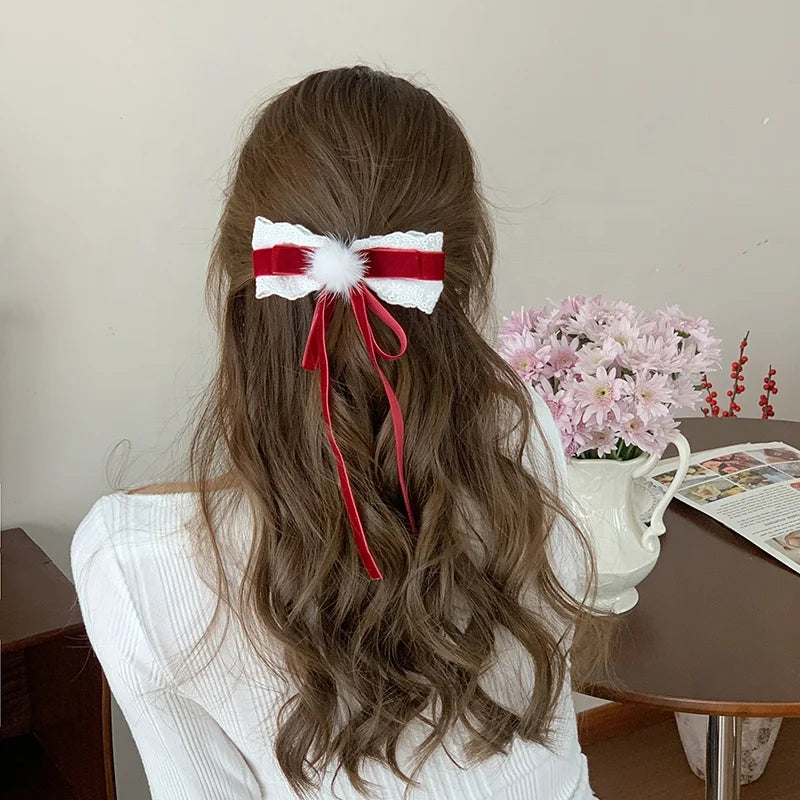 Sweet Ribbon Bowknot Cute Hair Clips for Girls Elegant Graceful Kawaii Alligators for Women Ladies Hair Accessories in Stock