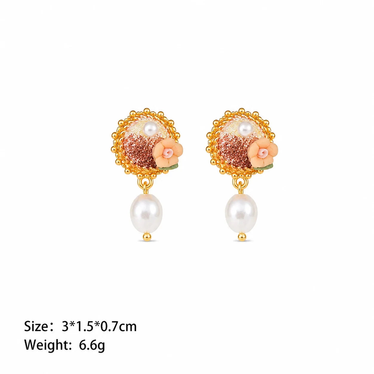 Women Flower Freshwater Pearl S925 Silver 18k Gold-plated Hand-Painted Drip Glaze Earring Elegant Glamorous in Stock Jewelry
