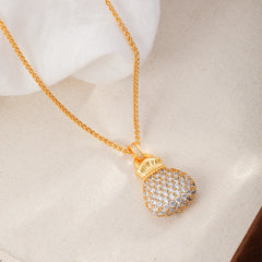 Women Zircon 18k Gold-plated Chain Pendant Necklace Elegant Simple Charms Factory Price in Stock Jewelry for Female Daily Use