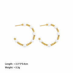 Fashion Blue Turquoise Trendy Stylish Hoop Earrings for Girls Simple Classic Copper Beads Jewelry for Women Ladies Wholesale