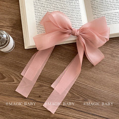 Girl Solid Color High Quality Bowknot Ribbon Barrette Clips Fashion Sweet Wholesale in Stock Hairpins Accessories for Children