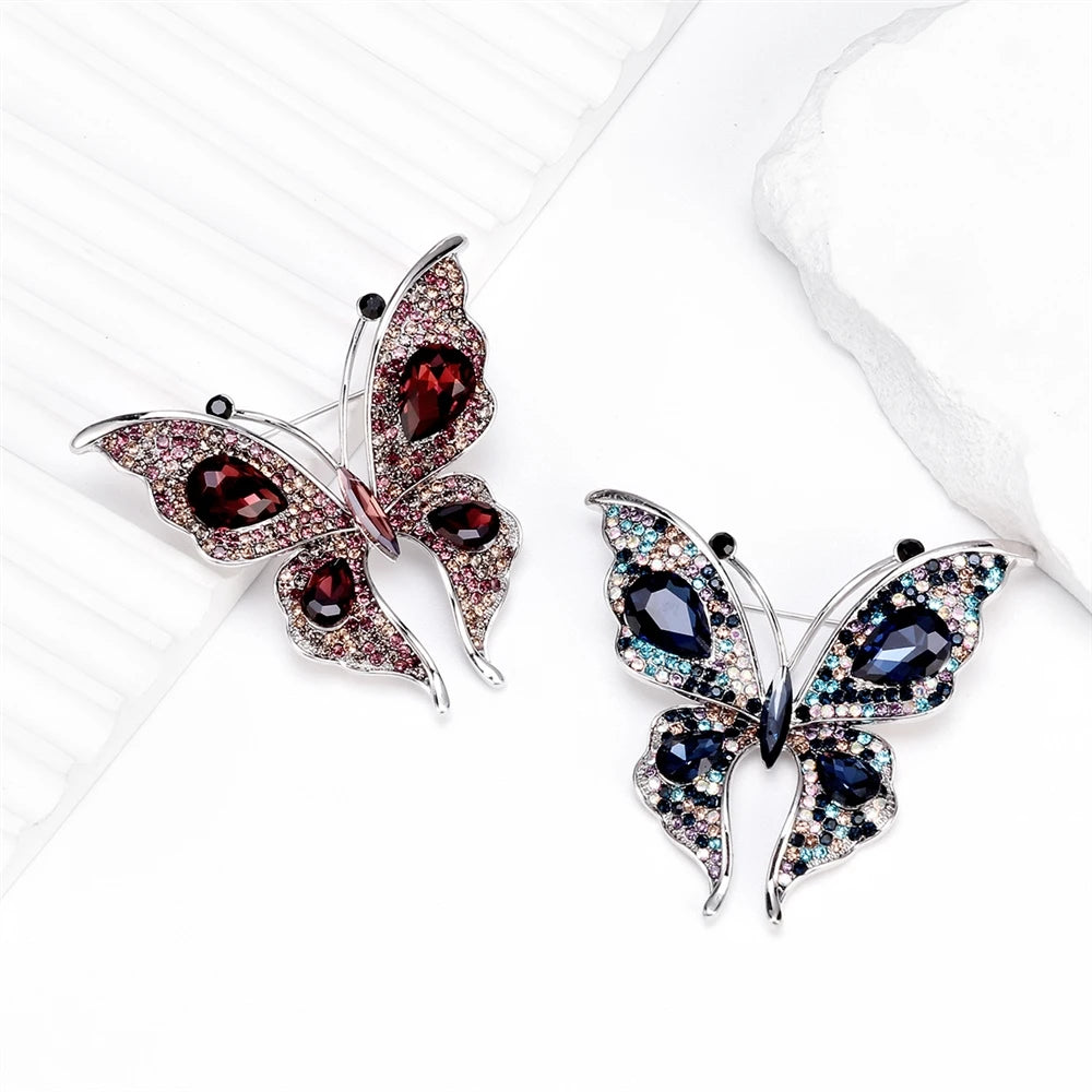 Fashion Glitter Rhinestone Sweet Butterfly Brooches for Girls Elegant Pins Jewelry for Women Ladies Accessories Wholesale Chic