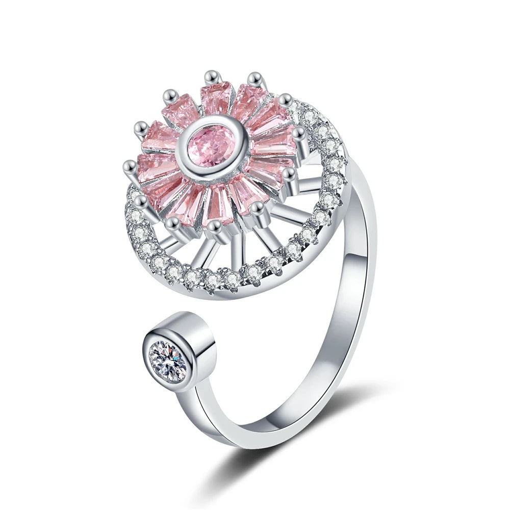 Hot Sale Rotating Rings Clover Shining Zircon Niche Design Micro-set Adjustable Index Finger Rings Women Accessories Wholesale