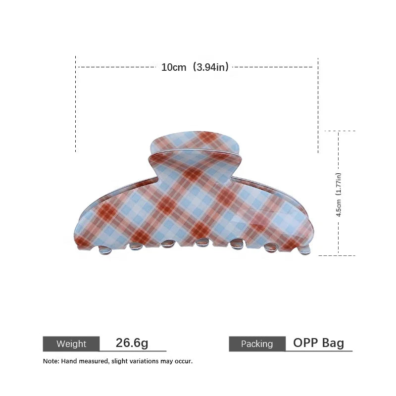 Women Fashion Classic Plaid Hair Claw Clips for Girls Elegant Sweet Simple Hair Accessories for Ladies Chinese Suppliers Chic