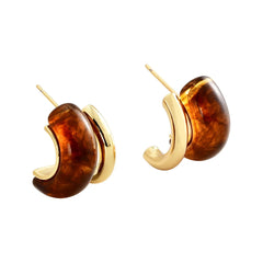 Retro Resin Chunky Hoop Earrings Women Copper Gold-plated Geometric Stud Earrings Fashion Jewelry Vintage Style Gift Wholesale
