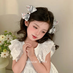 Classic Bowknot Glitter Lustrous Hair Clips for Baby Girls Fashion Sweet Cute Alligators for Kids Children Hair Accessories