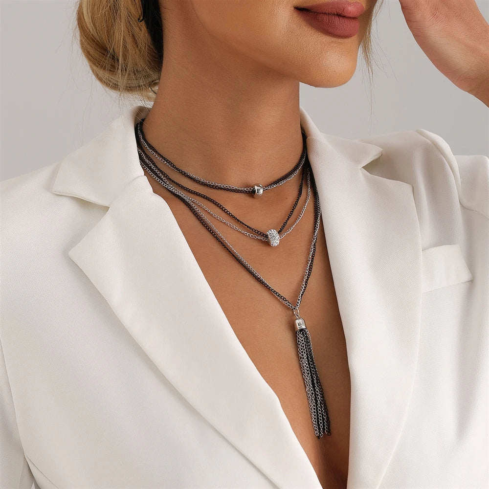 Fashion Metal Elegant Stylish Trendy Tassel Necklaces for Girls Glamorous Refined Jewellry for Women Ladies Accessories Chic