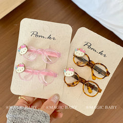 Sweet Cute Alloy Glasses Kitty Cat Animals Hair Clips Trendy Hair Accessories for Baby Girls' Parties