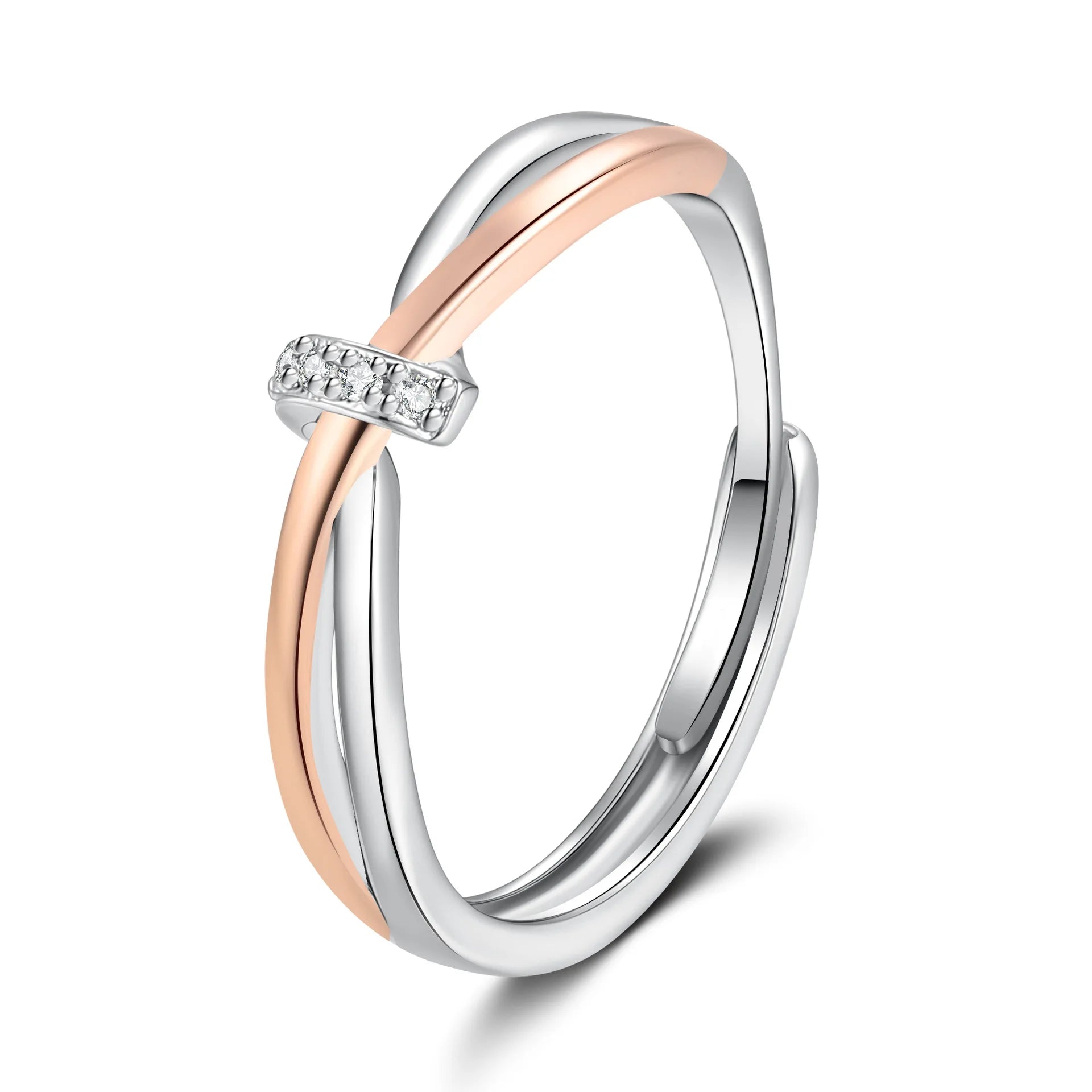 Double Knot Couple Rings Women's Twisted Two Colors Simple Elegant Light Luxury Open Rings Fashion Jewelry Accessories Wholesale