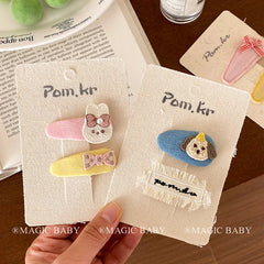 Sweet Cute Animals Cartoon Bowknot Letter Hair Clips for Baby Girls Fashion Peppy Snap Clips for Kids Children Hair Accessories