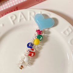 Kids Heart Beads Telephone Wire Hair Ties Candy Color Sweet Fashion Wholesale Scrunchies Accessories for Children Daily School