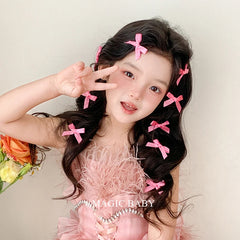 Girly Aesthetic Bowknot Small Solid Color Alligator Clips Fashion Sweet Cute Hairpins Accessories for Children Daily School Use
