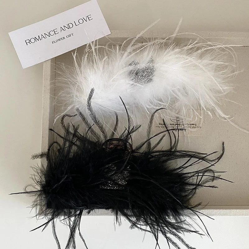 Fashion Elegant Solid Color Feather Hair Claw Clips for Girls Glitter Swan Hair Accessories for Women Ladies Chinese Supplier