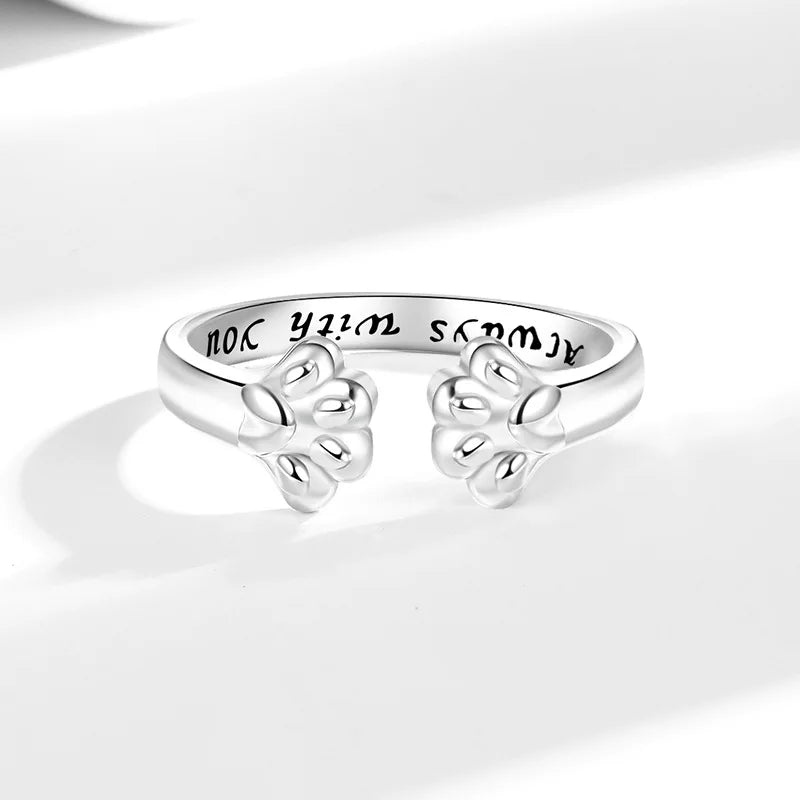 European and American Fashion Paw Open Ring Tail Cute Customizable Special Rings for Men Women Adjustable Accessories Wholesale
