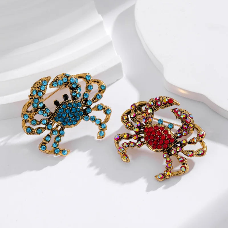 Fashion Crab Glitter Rhinestone Sparking Brooches for Girls Animals Pins Jewelry for Women Ladies Accessories Chinese Supplier