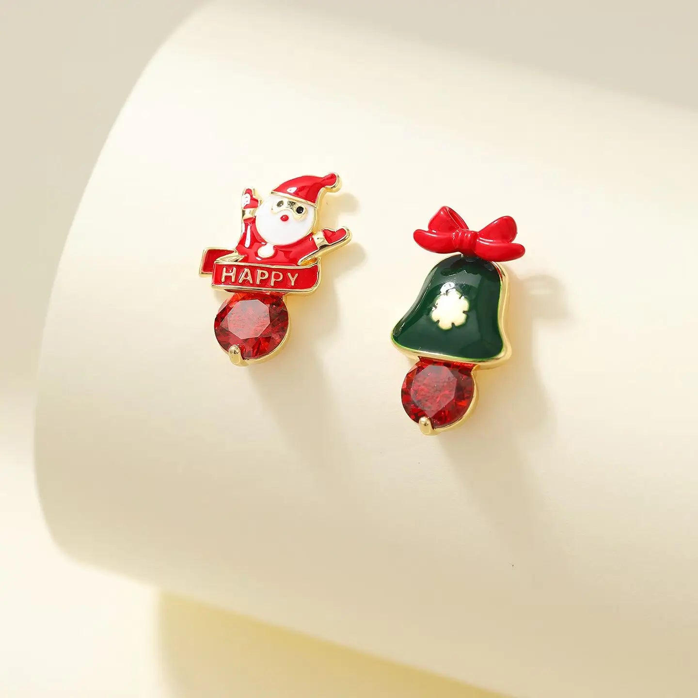 Women Christmas Festival Style Bell Father Christmas Small Stud Earring Fashion Chic Cute Wholesale Jewelry Accessory for Daily