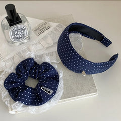 Fashion Simple Polka Dot Heart Shaped Scrunchies for Girls Trendy Elegant Graceful Hair Ties for Women Ladies Hair Accessories