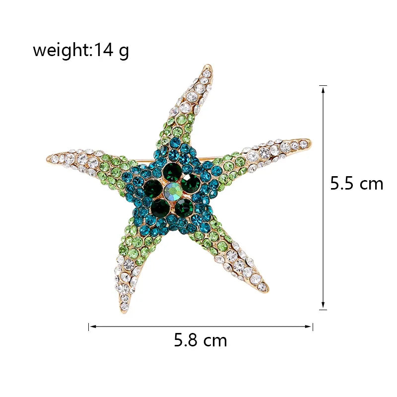 Fashion Star Sweet Glitter Rhinestone Brooches for Girls Elegant Trendy Glamorous Pins Jewelry for Women Ladies Accessories