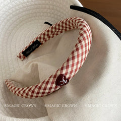 Female Plaid Heart Bowknot Wide Headbands French Vintage Elegant Trendy Wholesale in Stock Hairbands Accessories for Women Daily