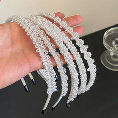 Classic Simple Glitter Sparkle Imitation Pearl Headband Stylish Hair Accessories for Kids Teens Children