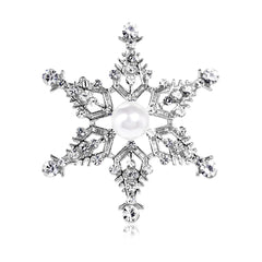 Fashion Glitter Snow Flake Sparkle Brooches for Girls Elegant Trendy Stylish Pins Jewelry for Women Ladies Accessories Wholesale