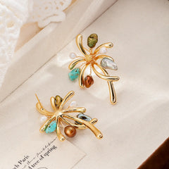 Women Colorful Fireworks Alloy Copper Stud Earring Necklace Factory Price Wholesale in Stock Jewelry Sets for Female Daily