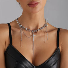 Fashion Glitter Chains Cross Punk Necklaces for Girls European and American Style Jewelry for Women Ladies Accessories Wholesale