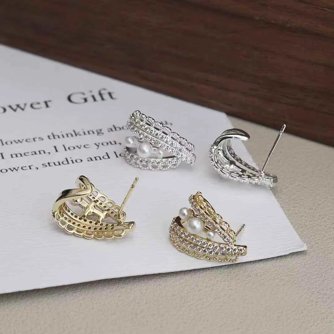 Ladies Creative Design Rhinestone Imitation Pearl Drop Earring Affordable Fashion Elegant Dainty High Quality Jewelry Accessory