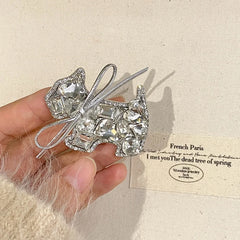 Female Dogs Shape Glitter Simple Snap Clips Fashion Chic Sparking Bow Customized Bulk Order in Stock Street Hair Clips Accessory