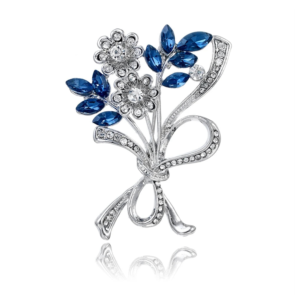 Fashion Glitter Flowers Sparking Rhinestone Brooches for Girls Sweet Dainty Pins Jewelry for Women Ladies Accessories New Design
