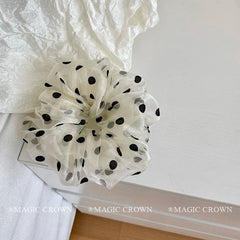 Hot Sale Women French Vintage Dots Chic Hair Ties Graceful Handmade Large in Stock Scrunchies for Ladies Office Use Accessories