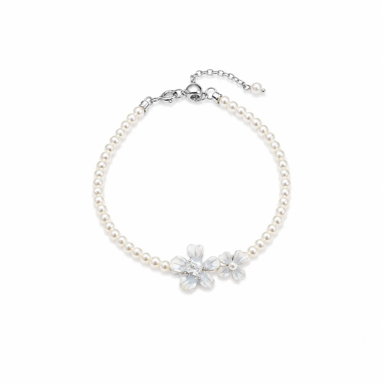 Fashion Pearl Hand-Painted Drip Glaze Elegant Bracelets for Girls Sweet White Zircon Jewelry for Women Ladies Wholesale Bulk