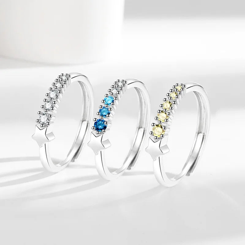 Hot Sale Small Five-pointed Star Zircon Rings Glitter Dainty Simple Fashionable Jewelry Rings Women Gift Accessories Wholesale