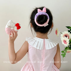Hot Sale Color Blocked Bowknot Cartoon Large Hair Ties Sweet Cute Ponytail Holder Scrunchies in Stock Accessories for Girls Kids