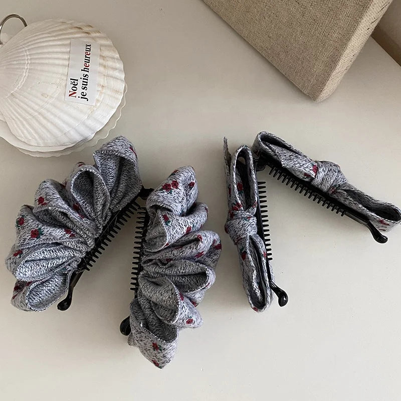 Women Blue Dots Hot Sale Winter Autumn Hair Clips Fashion Elegant High Quality in Store Banana Clips Accessories for Daily Use