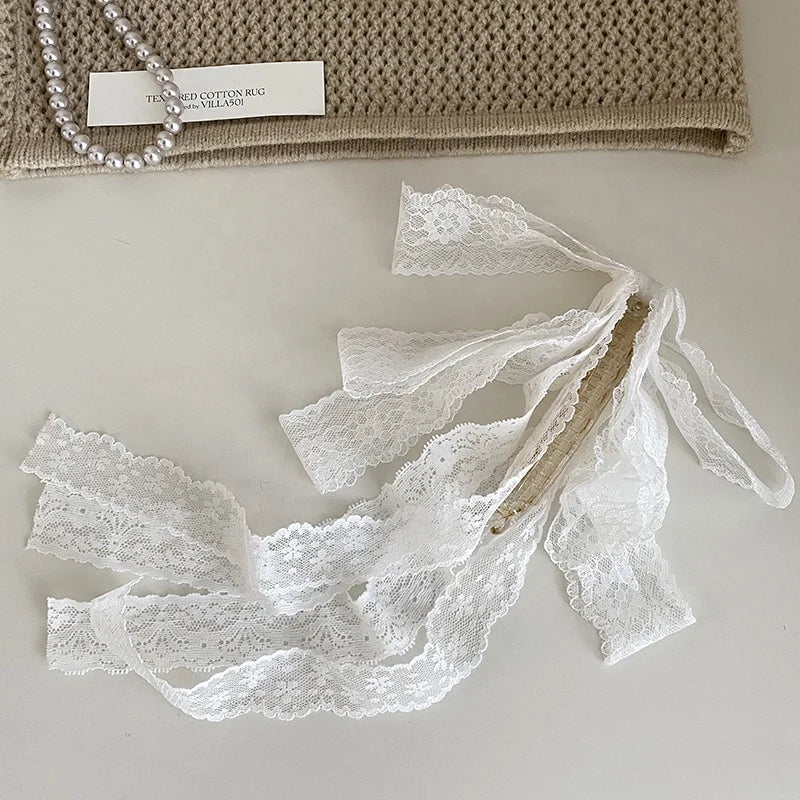 Fashion Elegant Lace Ribbon Bowknot Princess Style Hair Clips for Girls Sweet Cute Banana Clip for Women Ladies Hair Accessories