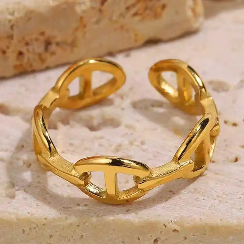 Fashionable Rings Women Simple Wheat Ear Style Gemstone Rings Versatile High-end Stainless Steel Jewelry Accessories Wholesale