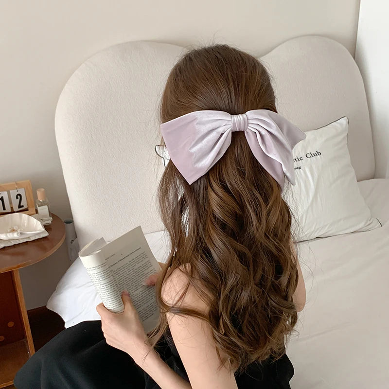Famale Velvet Bowknot Hair Clips Purple Fashion Elegant Large Barrette for Daily Party Wholesale Women's Clips Hair Accessories