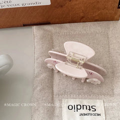 Women's Pink Acetate Hair Clips with Glittering Flower Rhinestones Fashion Accessories for Daily School Use or Evening Out