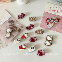 Fashion Trendy Cute Kitty Cat Hair Clips Sweet Animal Bowknot Alligators for Baby Girls for Party Hair Accessories Stock