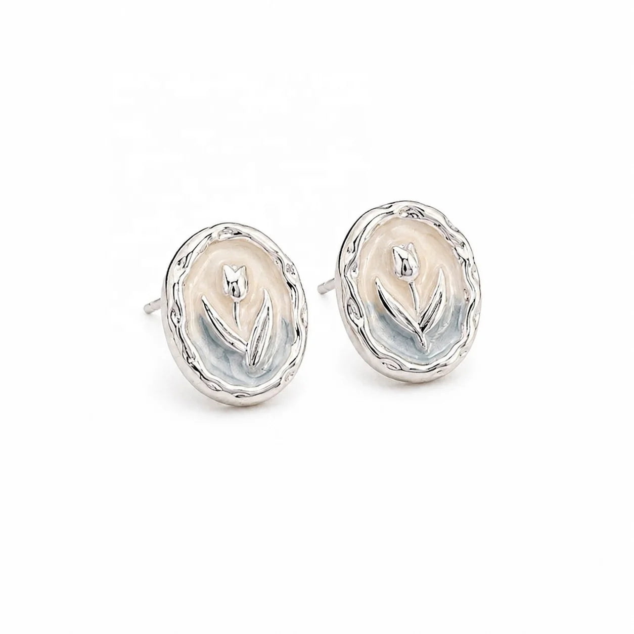 Women Fashion Simple S925 Silver 18k Gold-plated Stud Earring Drip Glaze Hand-Painted Bulk Low MOQ Elegant Jewelry for Daily