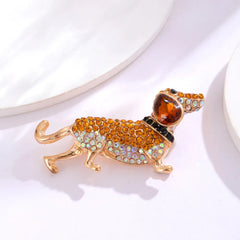 Fashion Glitter Pet Dog Puppy Cute Brooches for Girls Dachshund Trendy Pins Jewelry for Women Ladies Accessories New Design