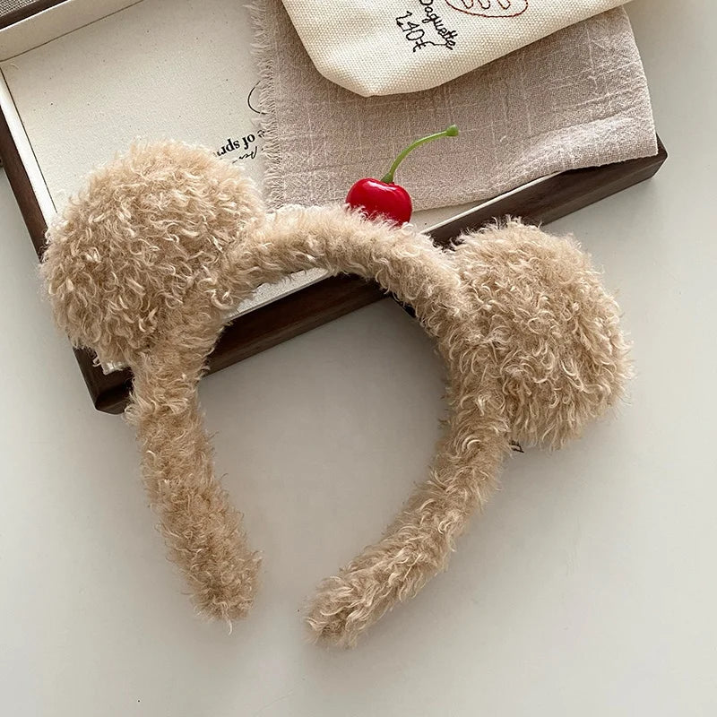 Fashion Animals Bear Sweet Bowknot Head Band for Girls Trendy Fluffy Hair Band for Women Ladies Hair Accessories in Stock
