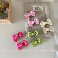 Girly Aesthetic Small Bowknot Solid Color Alligator Sweet Fashion Cute Wholesale in Stock Hairpins Accessories for Kids Children